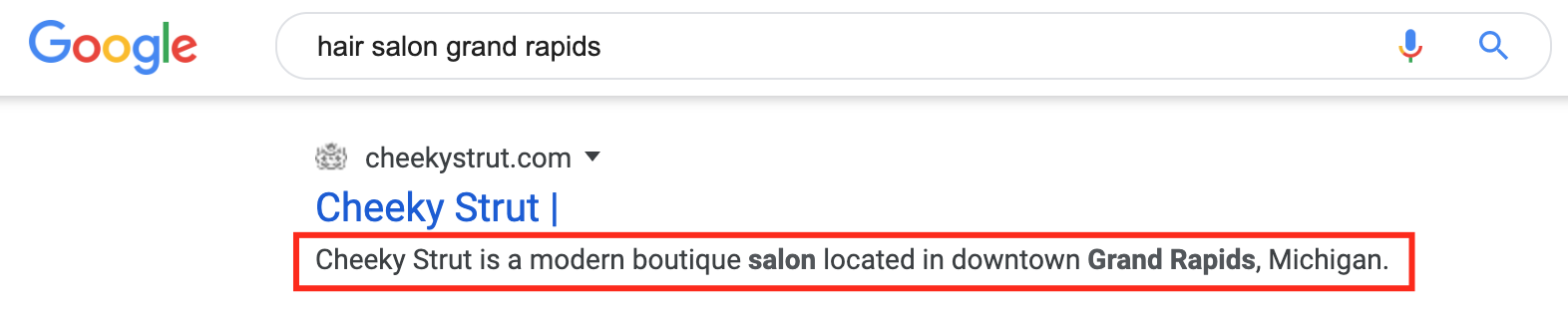 page description for hair salon