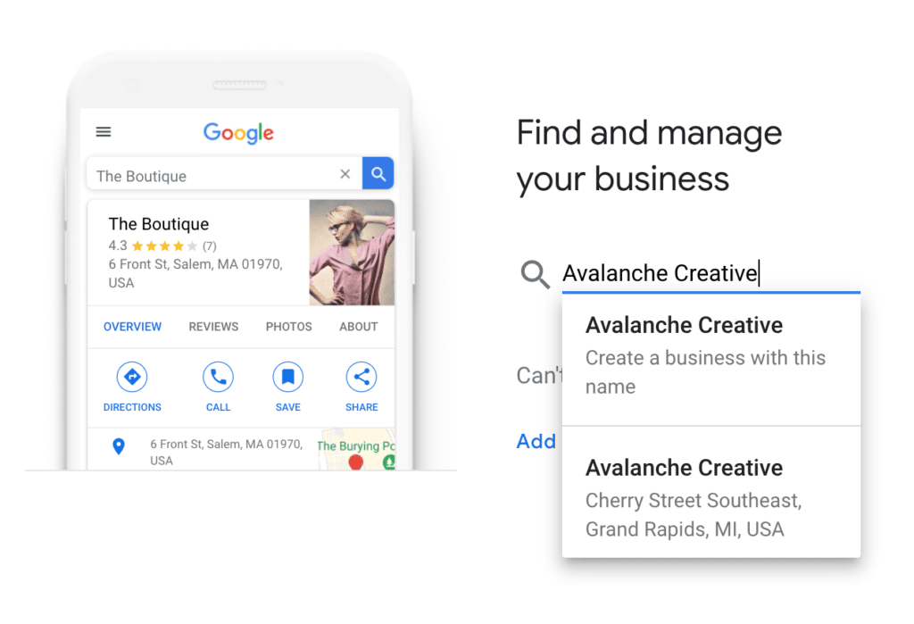 Screenshot to show how to set up Google My Business