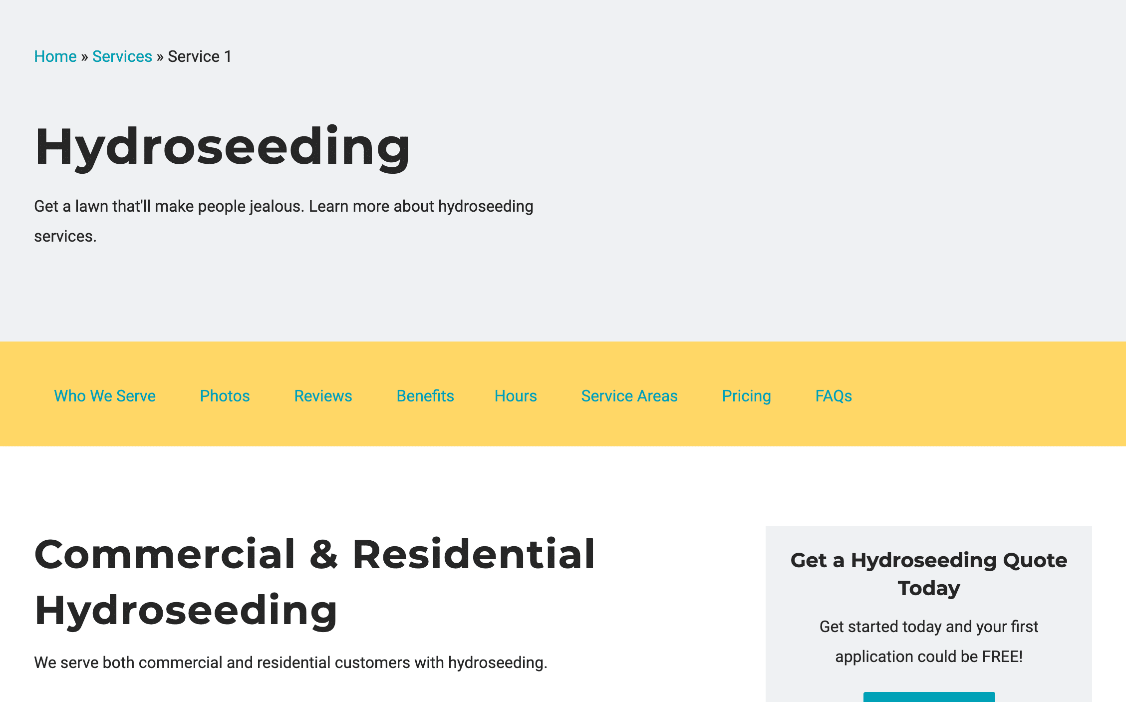 hydroseeding service page