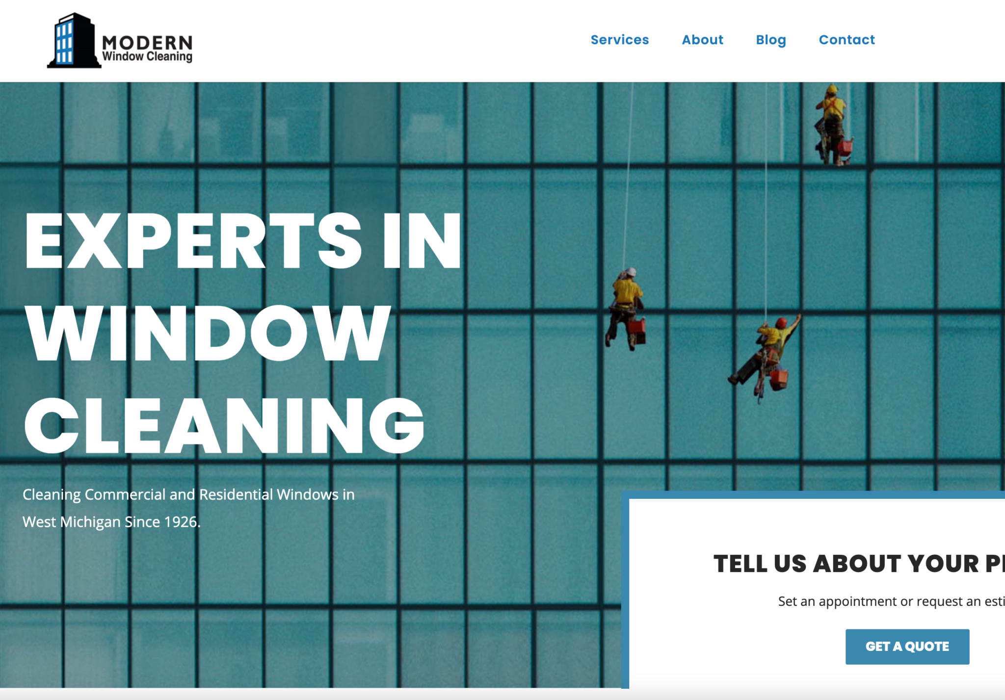 modern window cleaning website