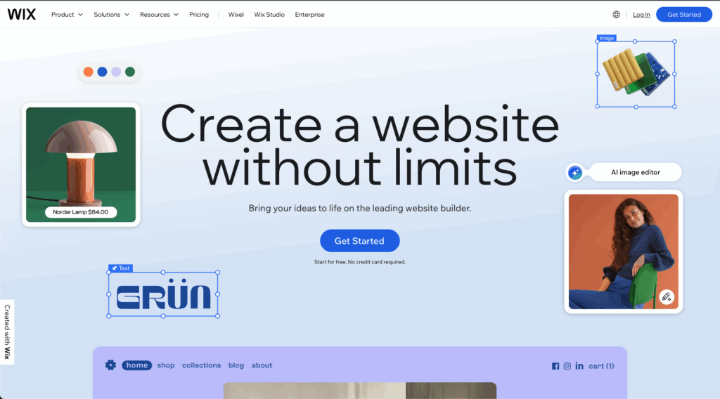 Wix homepage