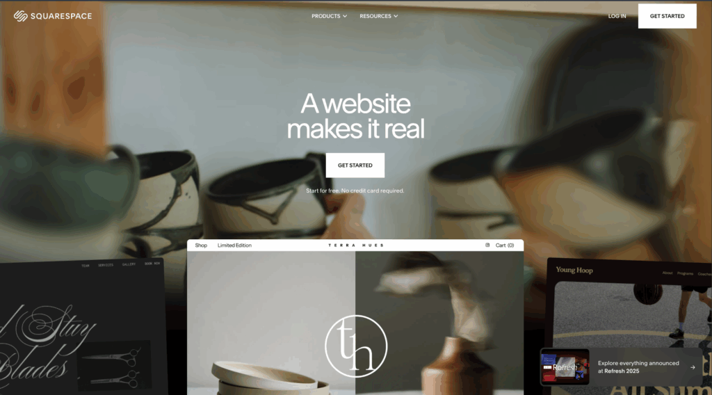 Squarespace homepage