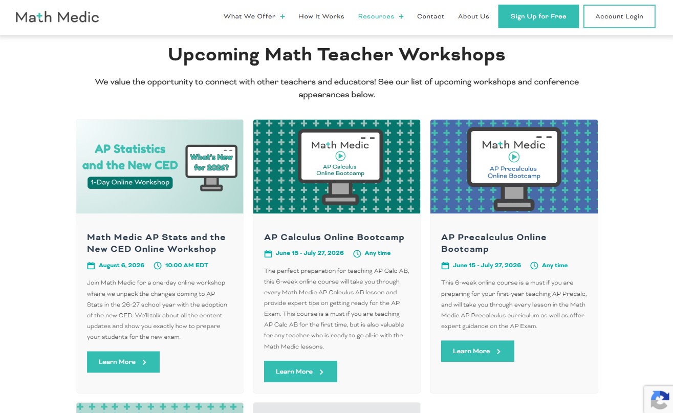 MathMedic_Workshops